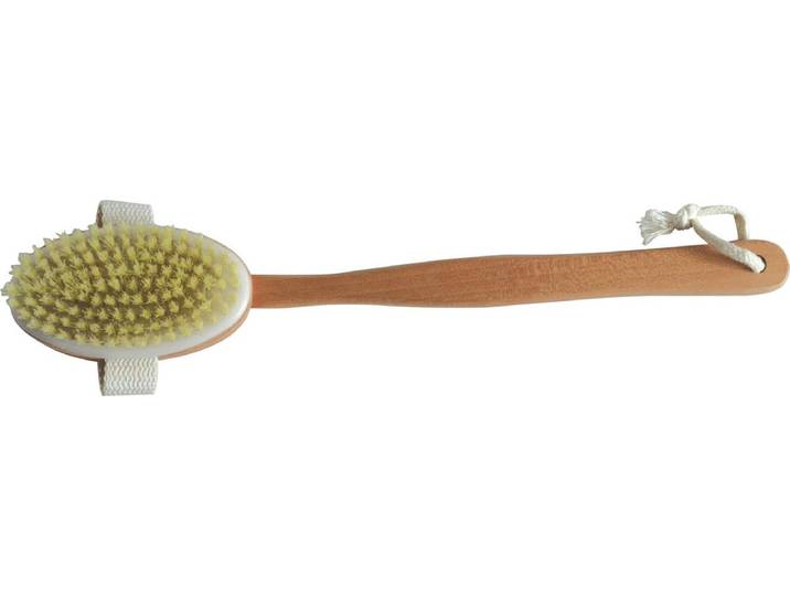 MSV Bad/douche scrub borstel - hout - 42 cm - ophanglus - afneembare borstel