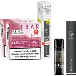 ELFBAR ELFA Black Starterset + Pods Cherry Candy 2.0% je 2 Pods, 2er Pack