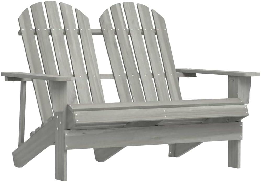 Adirondack-Gartenstuhl für zwei Personen aus massivem Tannenholz in Grau, Gartensessel für den Außenbereich, für Pool, Foyer, Terrasse, Balkon und Hinterhof