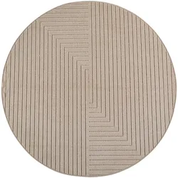 Outdoor-Teppich ENGADIN Labyrinthmuster Polypropylen Kurzflor Ø 80 cm Beige gekettelt Empfang Objektbereich | Kadima Design