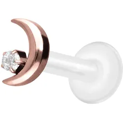 PTFE Labret mit Innengewinde + Titan-Aufsatz MOND + KRISTALL