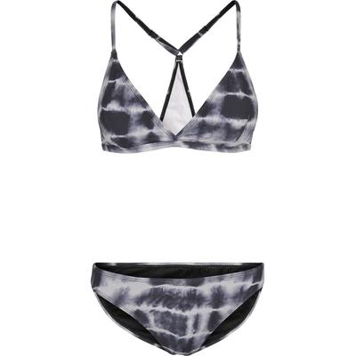 Bügel-Bikini URBAN CLASSICS "Urban Classics Damen Ladies Tie Dye Triangle Back Bikini", Damen, Gr. XS, N-Gr, schwarz-weiß (schwarz, weiß), 85% Polyamid, 15% Elasthan, Bikini-Sets Bügel-Bikini