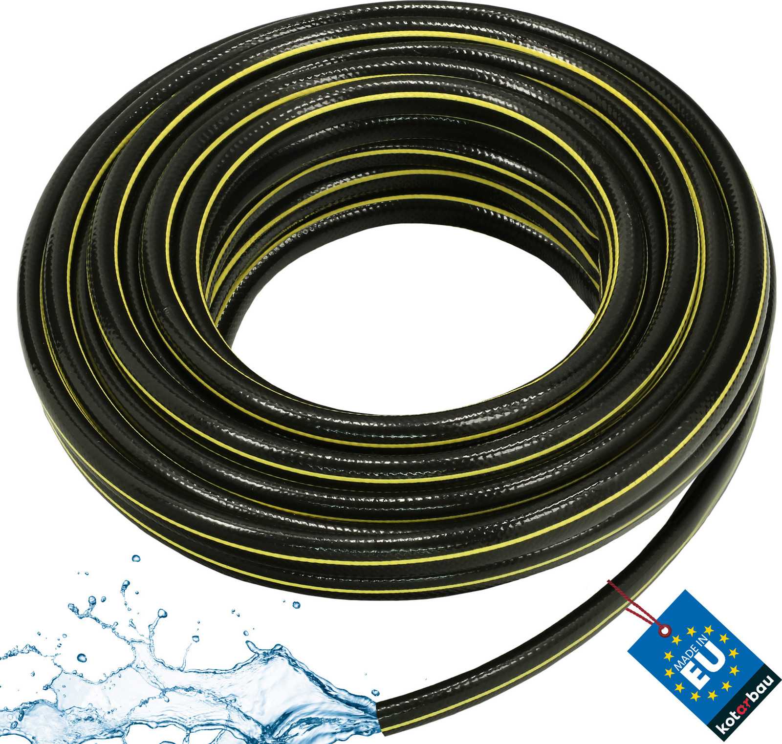 KOTARBAU Tuinslang 5/8 inch, 20 m, 4-laags flexibele en duurzame irrigatieslang, zwart-geel