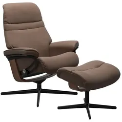 Stressless Sessel mit Hocker Sunrise Cross Leder Braun Batick Mole M (Medium)
