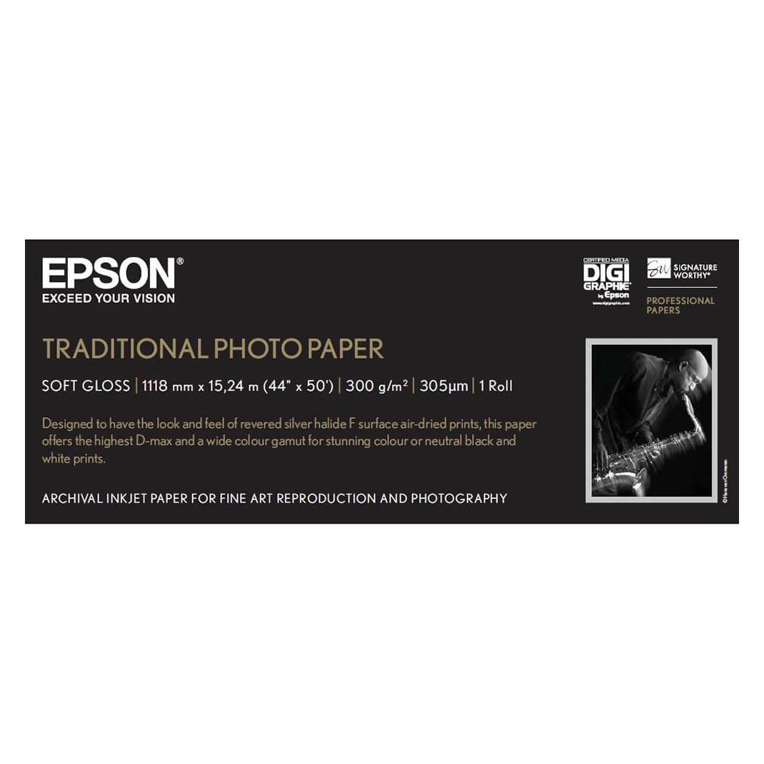 Epson Plotterpapierrolle Traditional Foto Papier, 1118mm x 15m, 300g/m² (300 g/m², Plotterrollen) (C13S045056)