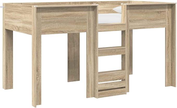 Wooden Kids Bunk Bed, Sonoma Oak Finish, 90x190 cm | Space-saving low profile frame measures 193x109x113.5 cm, ideal for small bedrooms and shared kids' rooms.
