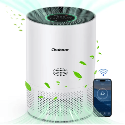 Chuboor HEPA Air Purifier For Home Allergies And Pet Hair Up To 360 Ft white wifi uk