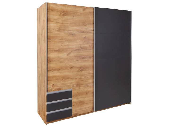 Schwebetürenschrank mit Laden 180 cm Emden, Eiche Dekor