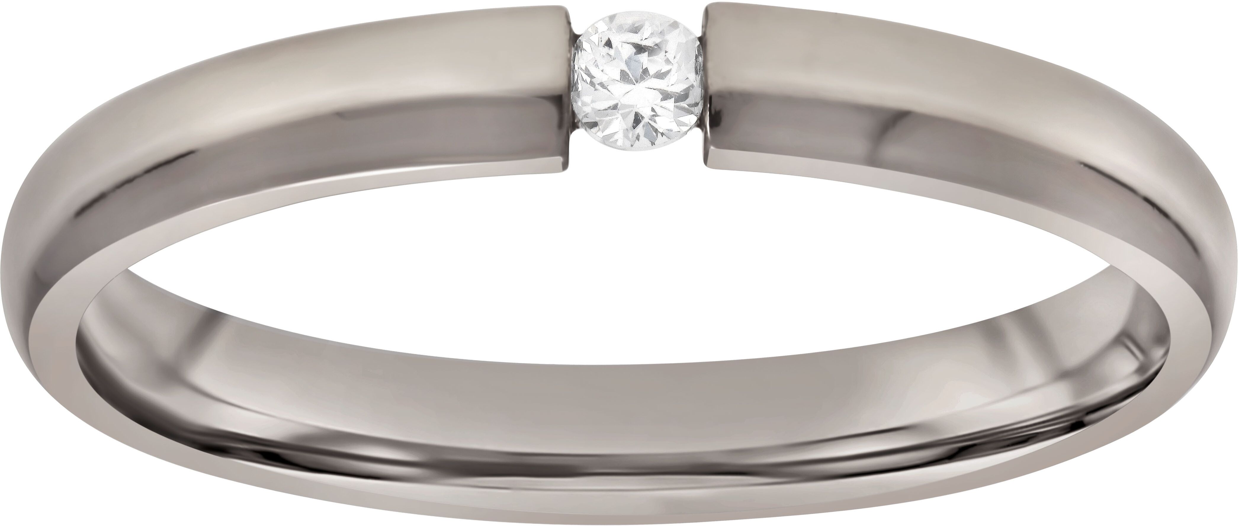 Trauring TITANIA "Titanring", silber (titanfarben), Fingerringe, Damen, 54, Titan, Trauring, mit Zirkonia