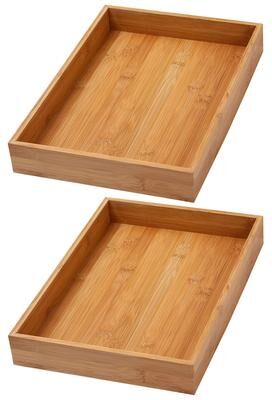 Ybm Home Inc. YBM Home Bamboo Kitchen Drawer Organizer Storage Box (Set of 2)