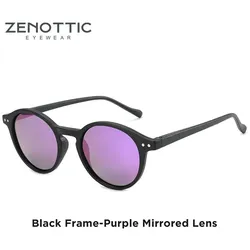 Runde polarisierte Retro-Sonnenbrille - ZENOTTIC 015 Purple Mirrored