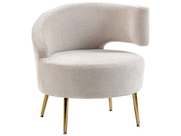 Homcom Sessel Polyester Cremeweiß, Metall, rund, 65x67x69 cm, Wohnzimmer, Sessel