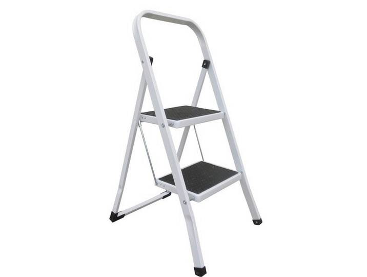 Spirella Klapptrittleiter, Schwarz, Weiß, Metall, Kunststoff, 49x83.5x43.5 cm, rutschfeste Stufen, standsicher, rutschfester Fuß, Haushalt & Reinigung, Leitern