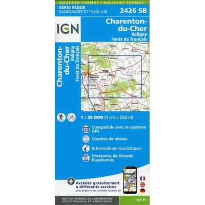 Charenton-du-Cher.Valigny.Forêt de Tronçais, Karte von Collectif Ign, IGN Frankreich, 978-2-7585-3720-5