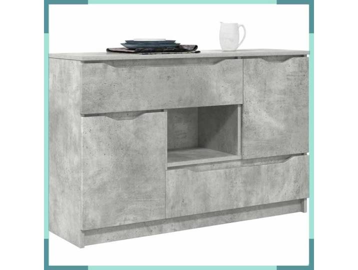 Buffet - 888790 - Gris Béton - Bois D'Ingénierie - Avec Tiroir Et 2 Portes