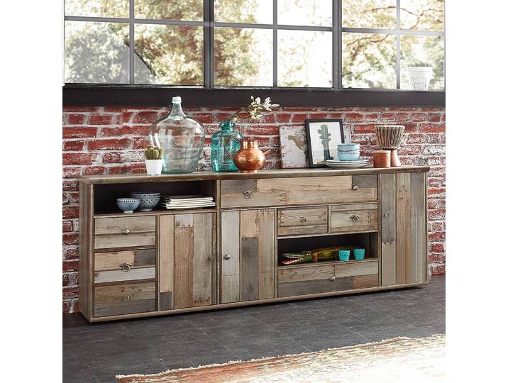 Buffet bas 194 x 80 x 49cm Marron/Gris