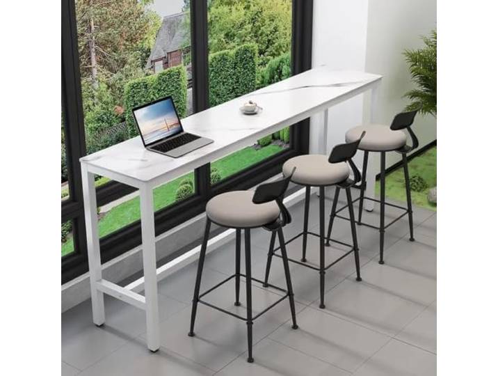 Bartisch, Hochtisch Schmal Mit Sintersteinplatte, Stabilem Metallgestell Robuster Stehtisch, ohne Hocker, platzsparend, belastbar, zeitloses Design, ideal für Kücheninsel, Café und Kneipe
