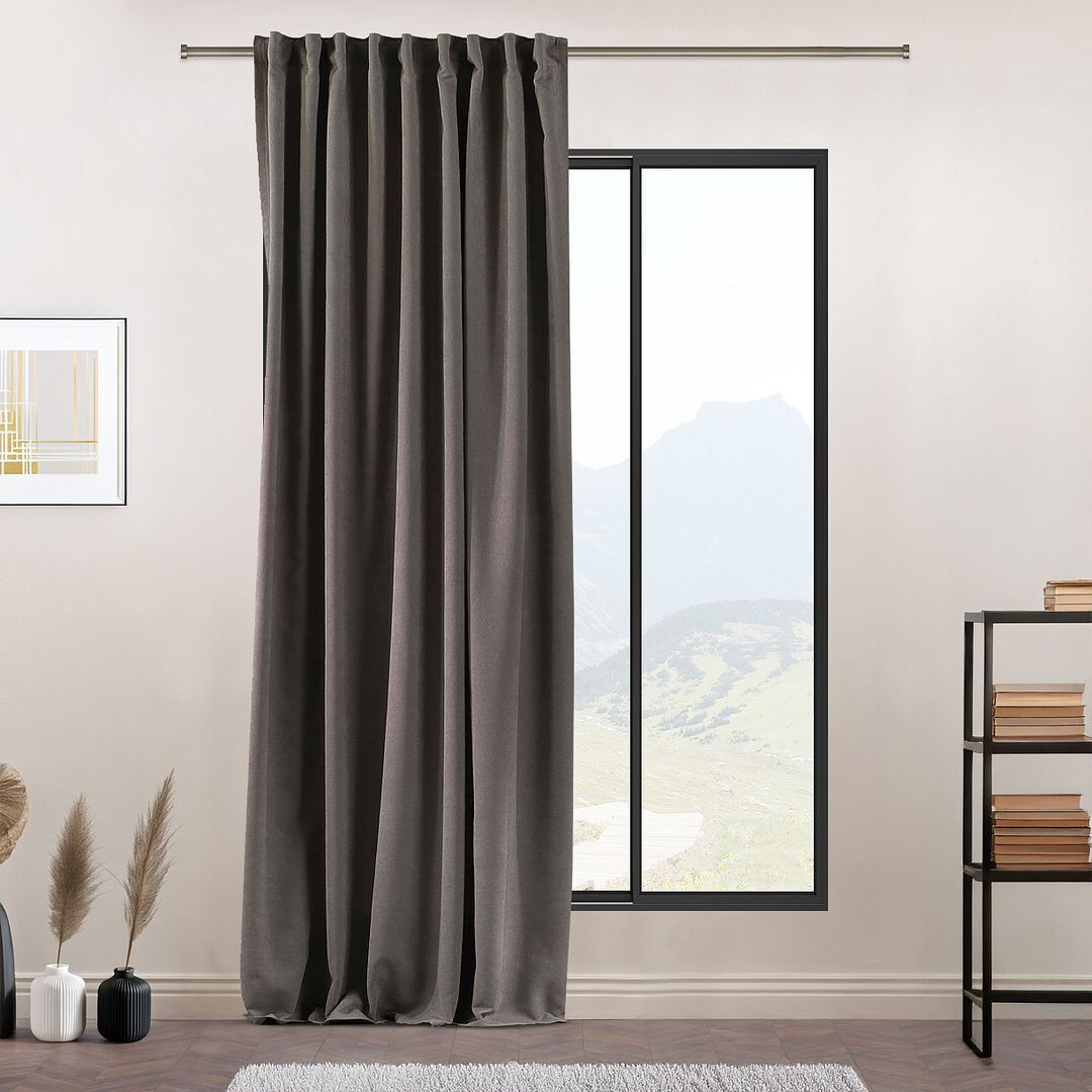 Lilijan Home & Curtain Extra Long & Extra Wide Decorative Curtain Single Panel Stone 140cm Width x 500cm Drop