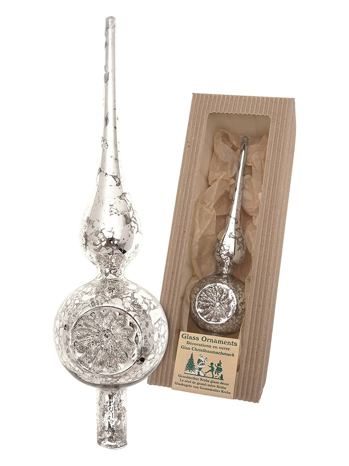 Krebs Glas Lauscha Reflex-Baumspitze in Silber - (H)23 cm - onesize