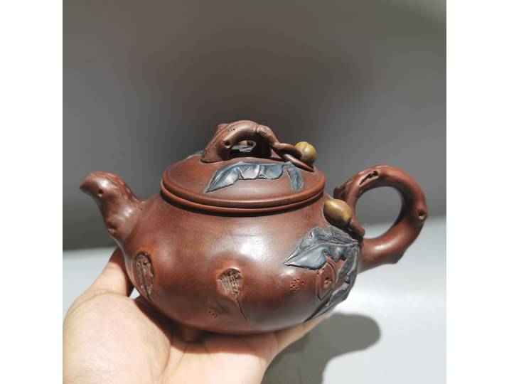 8 chinois Yixing violet argile théière longévité pêches Pot théière bouilloire théière Pot théière Amass richesse ornements