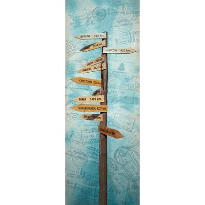 Fototapete ARCHITECTS PAPER "Everywhere", blau (blau, braun), B:1m L:2,8m, Vlies, Tapeten, Tapete Wegweiser Natur Blau Braun Beige Panel Natur 1,00m x 2,80m