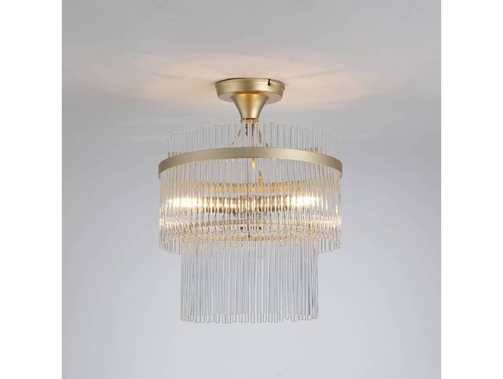 Searchlight Deckenleuchte Lara, dimmbar, messing / gold, für Wohn- / Esszimmer, Glas