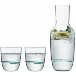 Zwiesel 1382 KARAFFE 0,75 + 2 BECHER 42 AURA SMARAGDGRÜN, Serviergefässe, Grün, Transparent