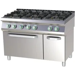 A&S polarny Gasherd mit Gas-Backofen (GN 2/1) 4-Platten 45kW 1200x730x900mm Edelstahl 50-300