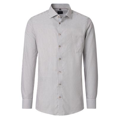 Businesshemd VENTI "VENTI Businesshemd Langarm gestreift", Herren, Gr. 39, Normalgrößen, weiß (beige), 100% Baumwolle, gestreift, schmal, Hemden