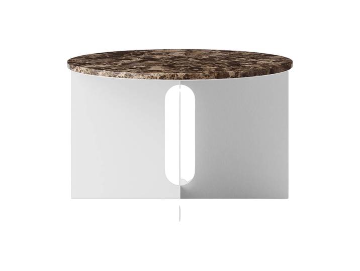 Audo Copenhagen Table d appoint Androgyne Emperador marbre-acier brossé, Ø65 cm'