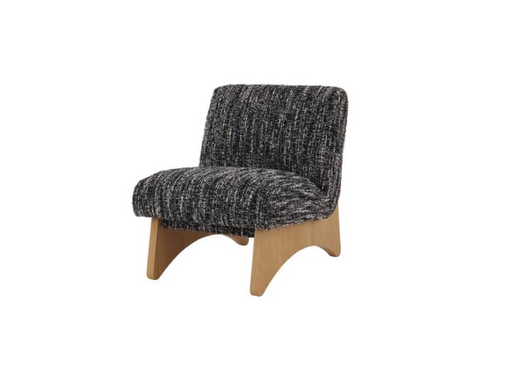 Fauteuil en chêne massif tissu noir et blanc