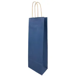 VEPATIM 150 Flaschentragetaschen Flaschentaschen 140+80x390mm Papier dunkelblau gerippt mit Kordel