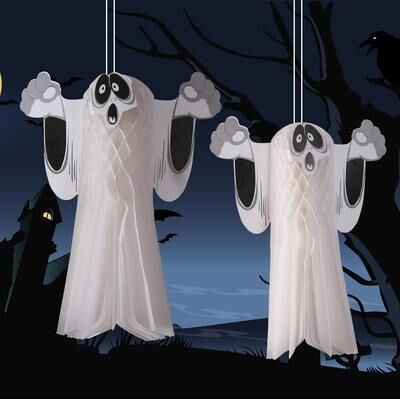 Inspired Deals Honeycomb Ghost Hanging Decoration For Halloween Parties And Spooky Home Decor Small
