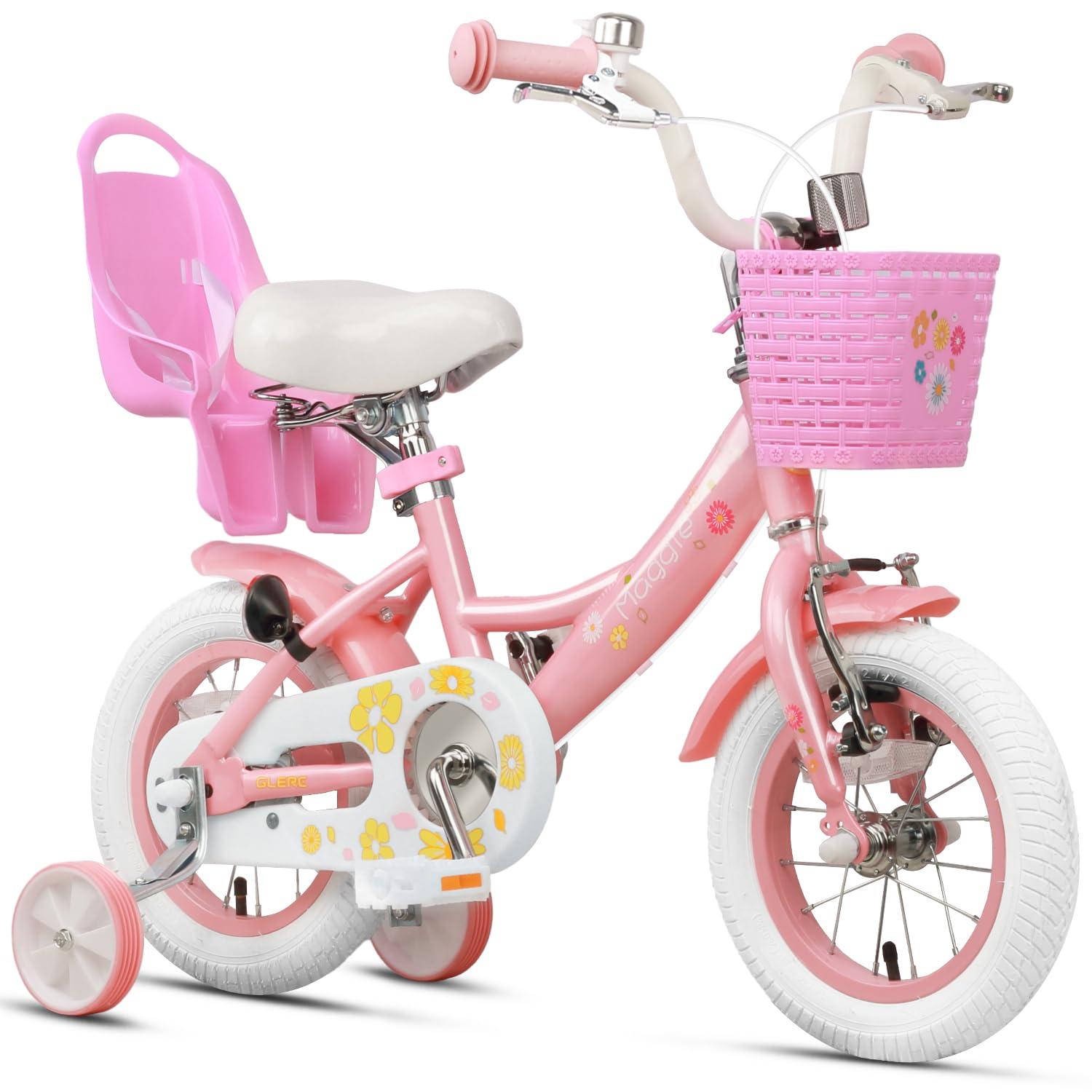 Kinderfahrrad Mädchenfahrrad Puppenfahrrad - 12 Zoll - Gesloten Kettenkasten - Für 2 bis 4 Jahre
