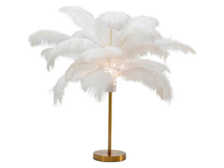 Kare-Design Tischleuchte, Weiß, Naturmaterialien, Federn, 50x60x50 cm, Lampen & Leuchten, Innenbeleuchtung, Tischlampen, Tischlampen