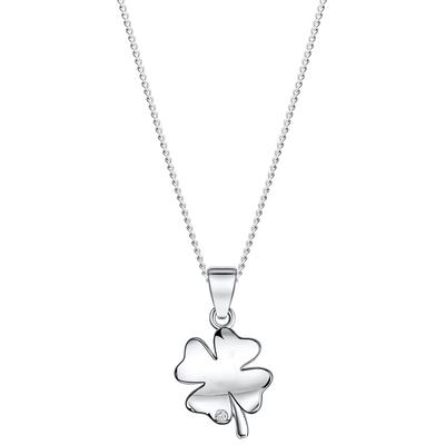 Kette mit Anhänger FIRETTI "Schmuck Geschenk Silber 925 Halsschmuck Halskette Panzerkette Glück", silber (silberfarben, kristallweiß), Halsketten, Damen, Silber 925 (Sterlingsilber), L: 42 B: 1,1mm, mit Zirkonia (synth.), B:1,1mm
