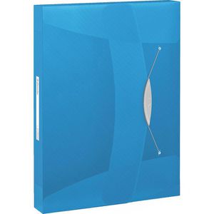 Esselte Heftbox Vivida, 624047, aus Kunststoff, A4, 4 cm Füllhöhe, blau, Verschluss seitlich mit Gummizug