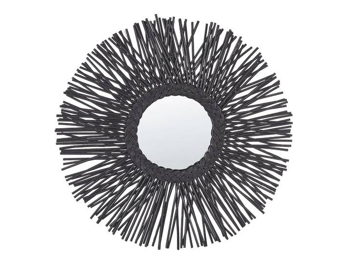 WANDSPIEGEL Rattan schwarz Sonnenform 60 cm Kalasin