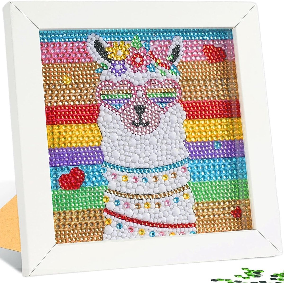 5D Diamant Schilderen DIY Set met Houten Frame en Alpaca Beelden voor Kinderen en Volwassenen