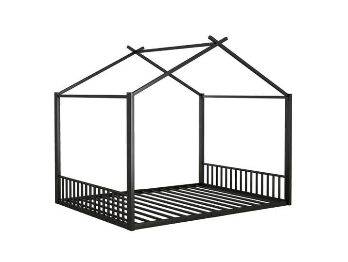 Lit cabane enfant 140x200 cm en métal noir