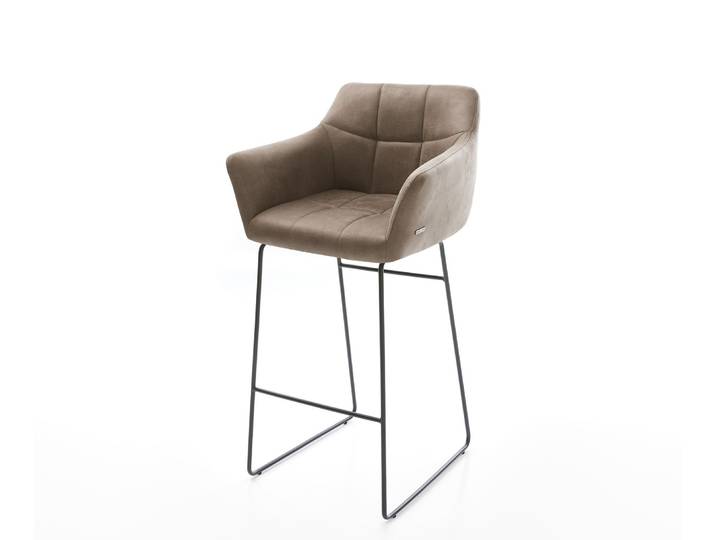 Chaise de bar Yulo Flex vintage taupe cadre patin métal