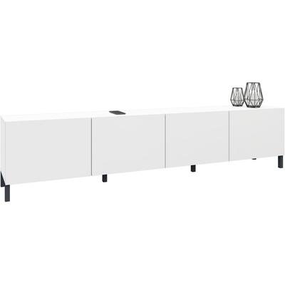 Lowboard BORCHARDT MÖBEL "Sophia, TV-Schrank mit Metallfüßen", weiß (weiß matt), B:200cm H:45cm T:35cm, Holzwerkstoff, Sideboards, Lowboard, Breite 200 cm, 4-türig, Design Made in Germany