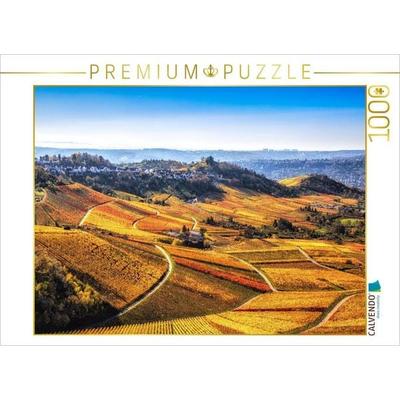 CALVENDO Puzzle Herbstliches Panorama über die sanft eingebetteten Weinreben in Stuttgart Rotenberg | 1000 Teile Lege-Größe 64x48cm Foto-Puzzle für