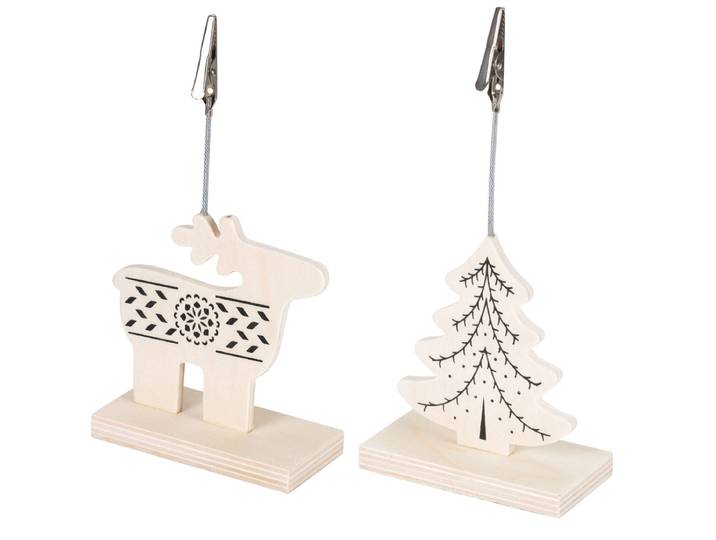 2er-Set Rentier- und Weihnachtsbaum-Clip aus Holz, mit praktischer Klammer zum Befestigen