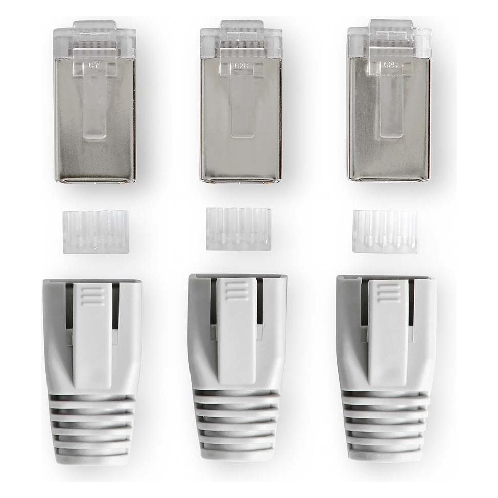 Nedis CCBW89380GY RJ45-Stecker RJ45 Pass Through Festes/verseiltes FTP CAT6a Gerade Vergoldet 10 Stü (FTP, CAT6a) (CCBW89380GY)