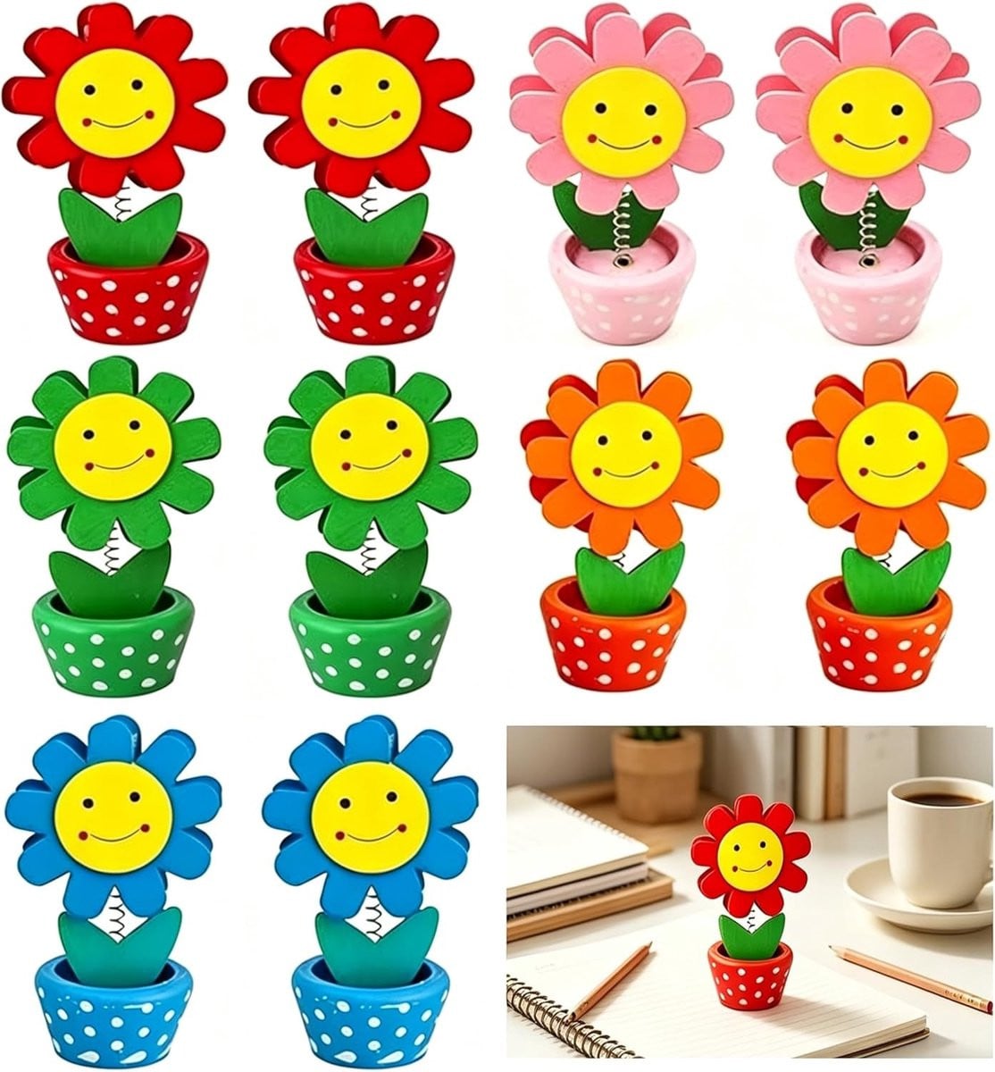 Set van 10 Kleurige Houten Memo Clips in Bloemvorm voor Decoratie
