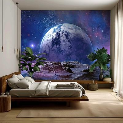 Planet Universum hängender Wandteppich große Wandteppich Wanddekoration Fotohintergrund Decke Vorhang Zuhause Schlafzimmer Wohnzimmer Dekoration Blau