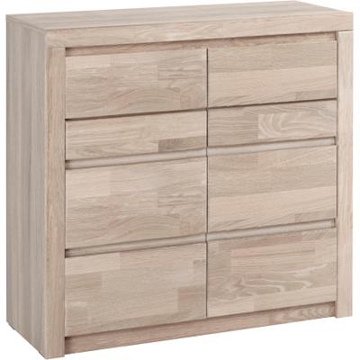 Kommode OTTO HOME "Silkeborg Fronten & Leisten aus Massivholz, Kospus aus Melamin", braun (eiche weiß gekalkt teilmassiv), Holzwerkstoff eichefarben weiß gekalkt (Korpsu) / Massivholz Eiche weiß gekalkt (Front), Holz teilmassiv, Sideboards, Kommode,...