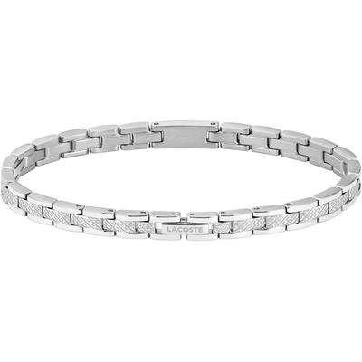 Gliederarmband LACOSTE "METROPOLE", silber (edelstahlfarben), Armbänder, Damen, 19cm, Edelstahl, Gliederarmband