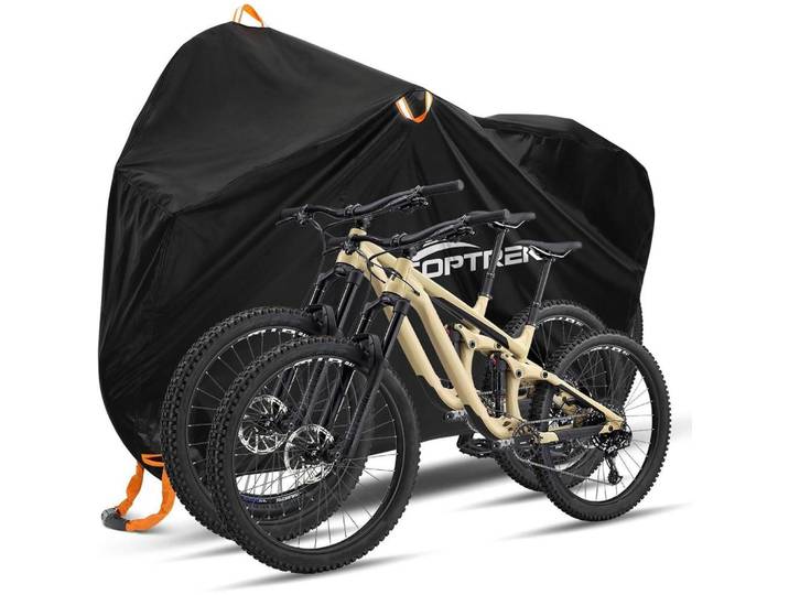 Fahrradabdeckung für 2 Fahrräder aus 210D Oxford-Gewebe, wasserdicht, Schwarz, 110x95x210 cm, Freizeit & Co, Sport & Fitness, Fahrräder, Fahrradzubehör